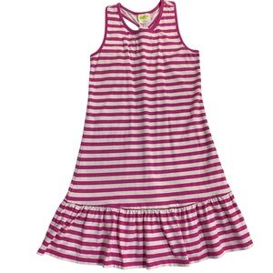 Crazy 8 Sundress Pink and White Casual Dress with Ruffled Hem Racerback Cotton